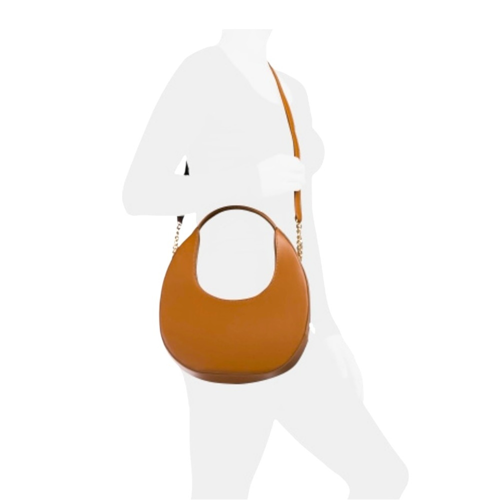 AMERAI Made In Italy Leather Oval Crossbody With Detachable Chain Strap NWT